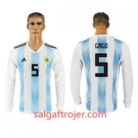 Argentina Fodboldtrøjer Gago 5 Hjemmebanesæt VM 2018 Langærmet